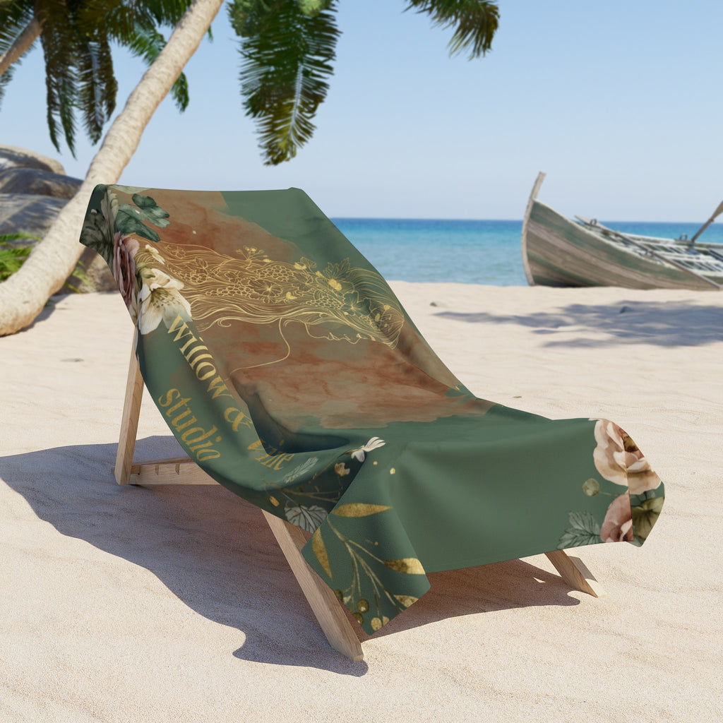 Boho Floral Goddess Beach Towel – Willow & Vine Studio Design