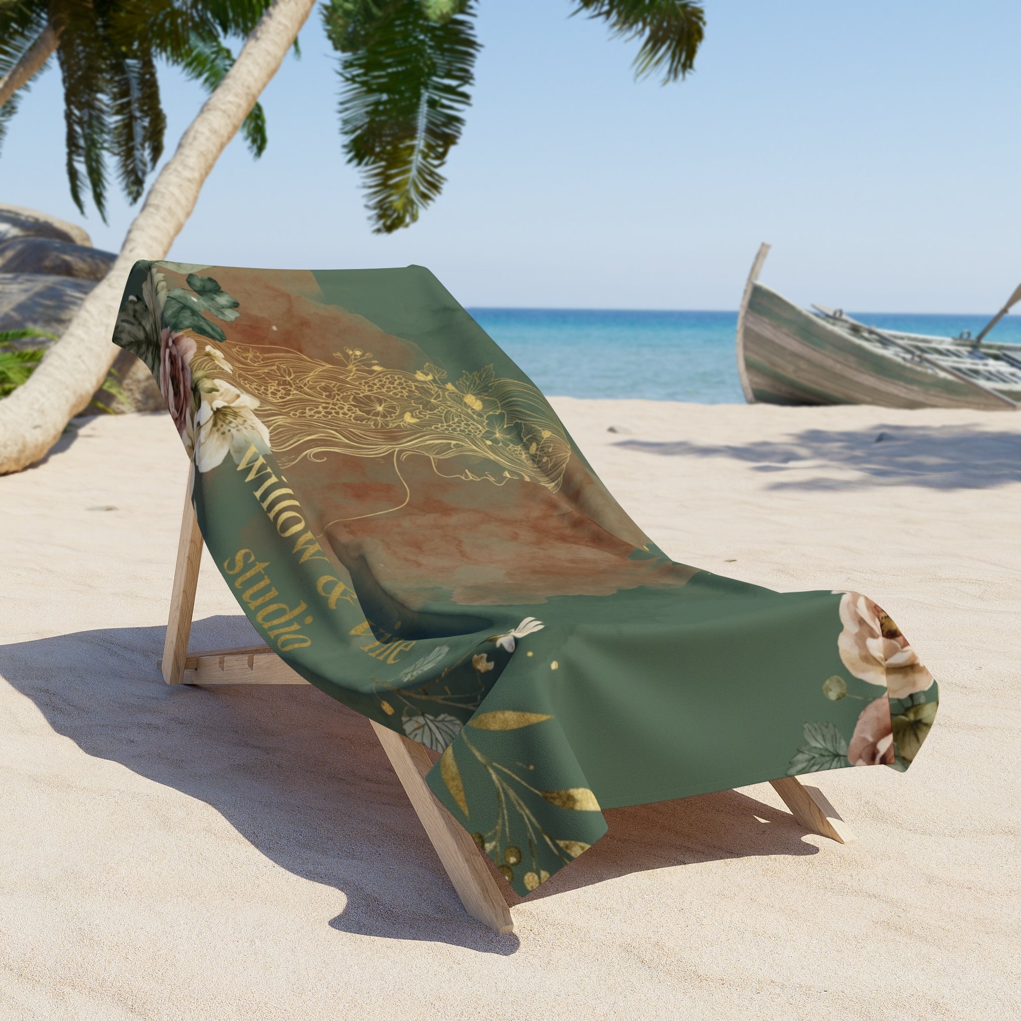 Boho Floral Goddess Beach Towel – Willow & Vine Studio Design