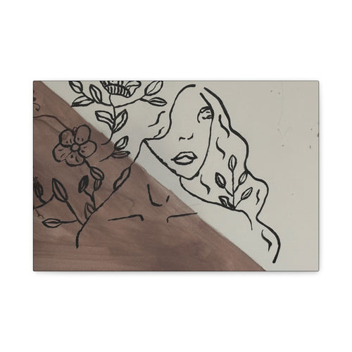 Abstract Line Art Woman & Floral Matte Canvas Wall Art